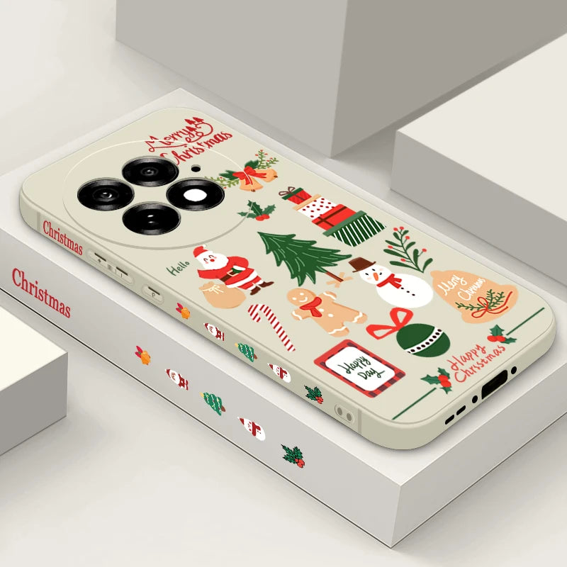 Merry Christmas Pattern Silicone Phone Case For OnePlus 13 12 13R 12R 11R 5G Shockproof Soft TPU Cover For OnePlus Ace 5 3 2