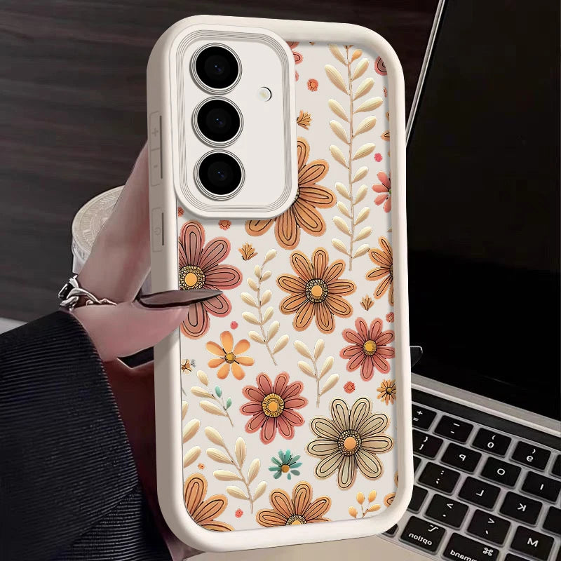Cartoon Sunflower Print Case For Samsung Galaxy A17 A57 A56 A16 A55 A15 A37 A35 5G S26 S25 S24 Ultra S23 S24 FE TPU Phone Cover