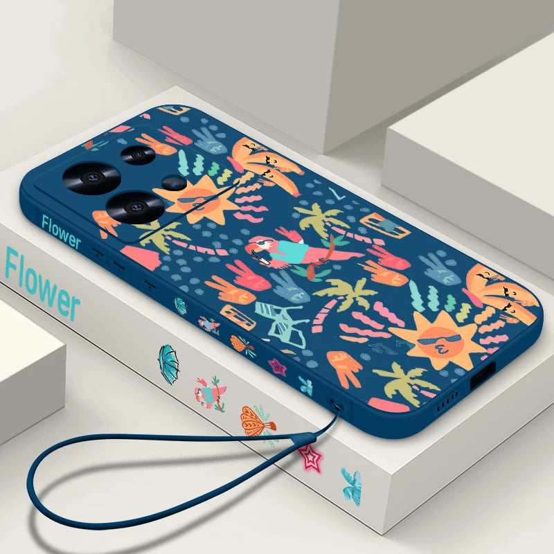 Abstract Art Paintings Soft TPU Case For Xiaomi Redmi Note 14 13 12 Pro 4G Note 13 14 Pro Plus 5G 13C 11 Pro Lanyard Phone Cover