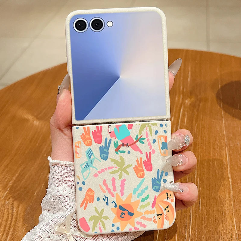 Abstract Art Paintings Phone Case For Samsung Galaxy Z Flip 7 FE 6 5 4 3 5G Flip6 Flip5 Flip4 Flip3 For Magsafe Soft TPU Cover