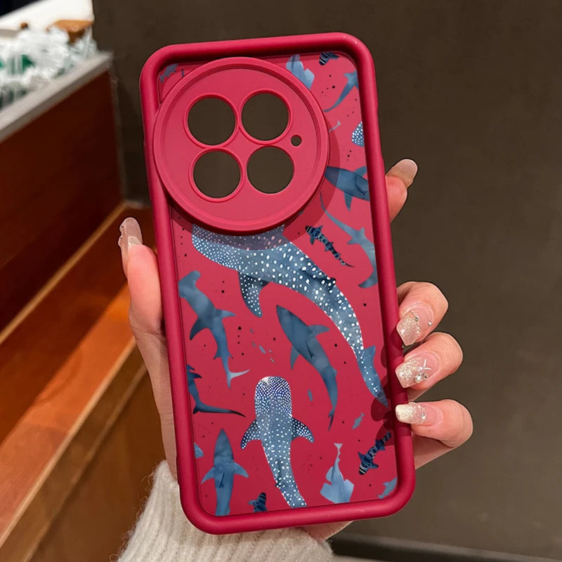 Soft Silicone Phone Case For OnePlus 13 13T 12 13R 12R 11R 5G Shockproof Sea Whale Printing TPU Cover For OnePlus Ace 5 3 2