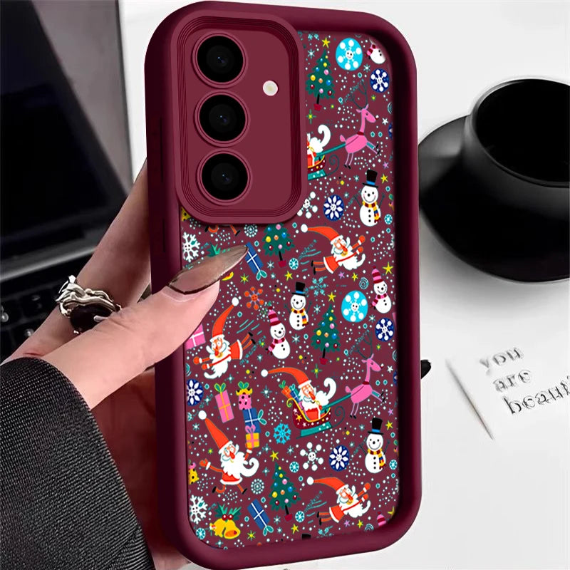 Christmas Snowman Print TPU Case For Samsung Galaxy A17 A56 A16 A55 A15 A25 A36 A26 5G S25 Edge S23 S24 Ultra S24 S25 FE Cover