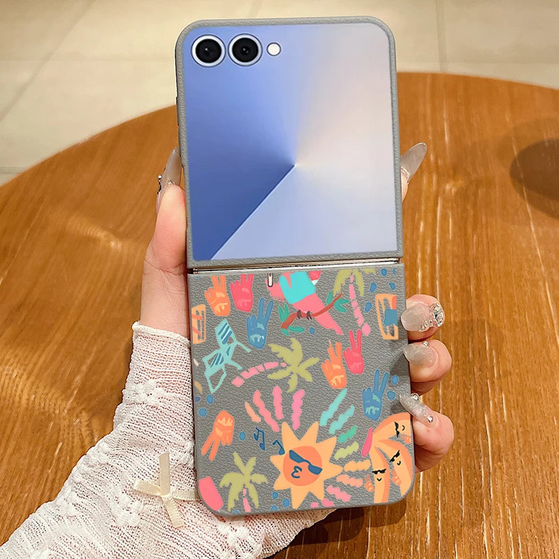 Abstract Art Paintings Phone Case For Samsung Galaxy Z Flip 7 FE 6 5 4 3 5G Flip6 Flip5 Flip4 Flip3 For Magsafe Soft TPU Cover