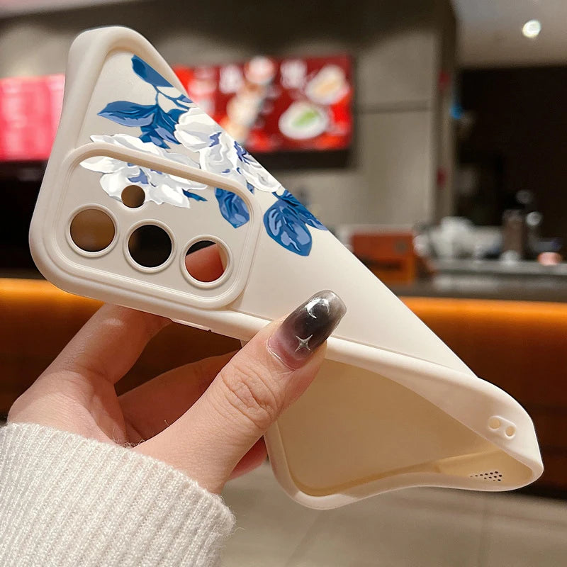 White Flower Pattern TPU Phone Case For Samsung Galaxy A17 A56 A16 A36 A55 A15 A25 A26 A35 A54 A53 5G Soft Silicone Back Cover