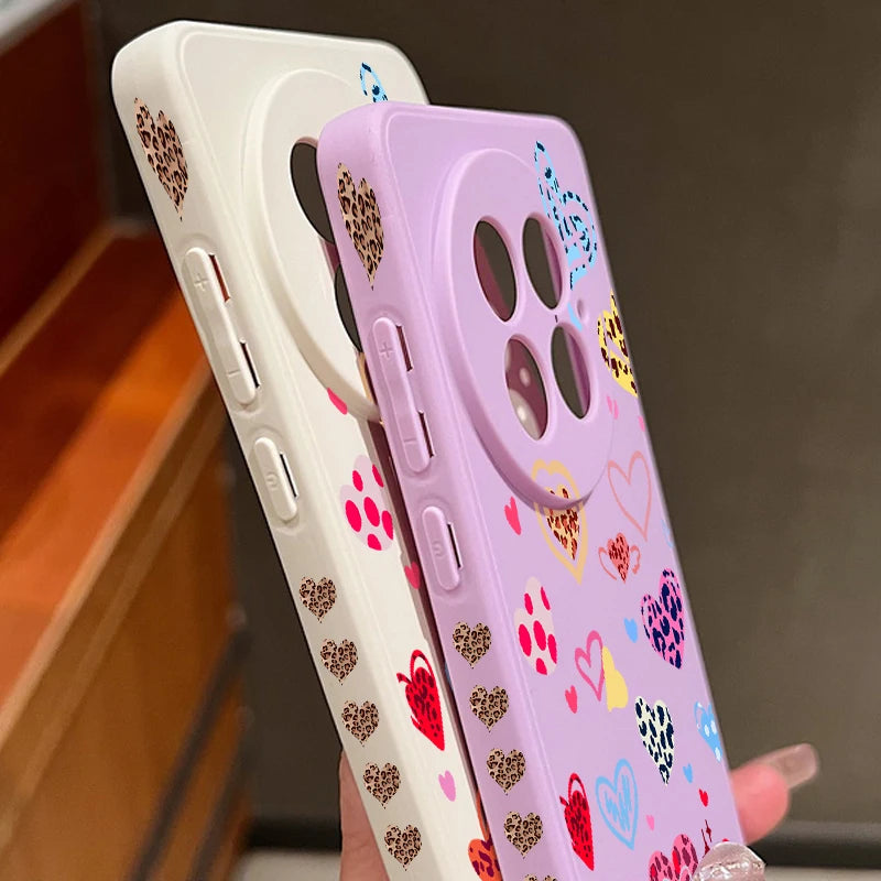 Lanyard Soft TPU Phone Case For OnePlus 15 13 13T 12 13R 12R 11R Nord 5 Ace 5 3 2 5G Colorful Love Heart Printed Silicone Cover