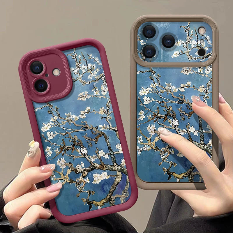 Winter Plum Blossom Soft TPU Phone Case For iPhone 17 Pro Air 16e 15 16 Pro Max 14 16 Plus 13 12 Pro Max Silicone Back Cover