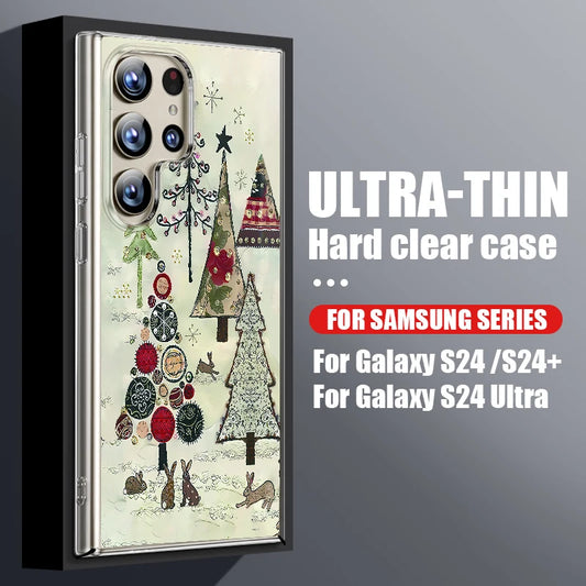 Christmas Tree Snowman Pattern Hard PC Case For Samsung Galaxy A56 A16 A36 A55 A15 A25 A26 A54 A53 5G Transparent Phone Cover