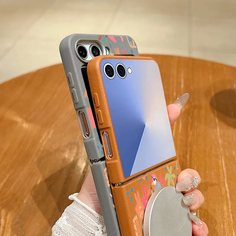 Abstract Art Paintings Phone Case For Samsung Galaxy Z Flip 7 FE 6 5 4 3 5G Flip6 Flip5 Flip4 Flip3 For Magsafe Soft TPU Cover