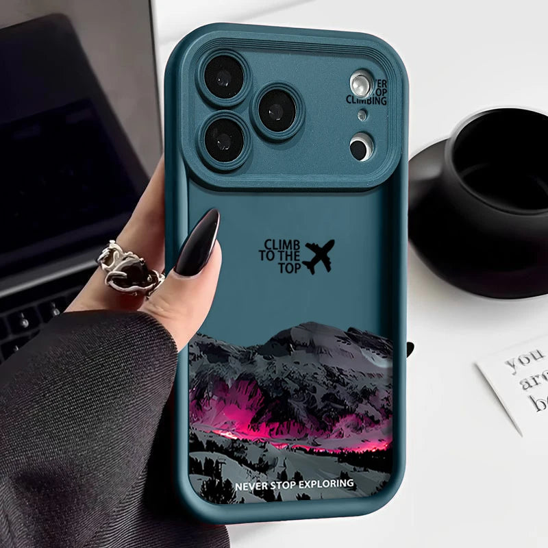 TPU Phone Case For iPhone 17 Pro 16e 15 16 Pro Max 14 16 Plus 13 12 Pro Max Air Airplane Snow Mountain Patterned Soft Back Cover