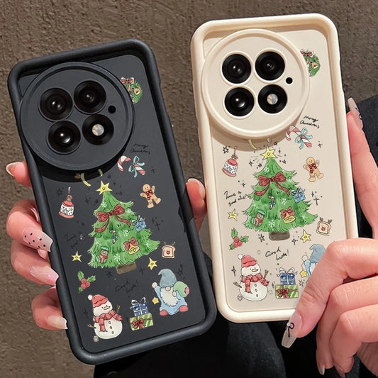 Soft Silicone Phone Case For OnePlus 13 13T 12 13R 12R 11R 5G Cartoon Christmas Tree Printing TPU Cover For OnePlus Ace 5 3 2