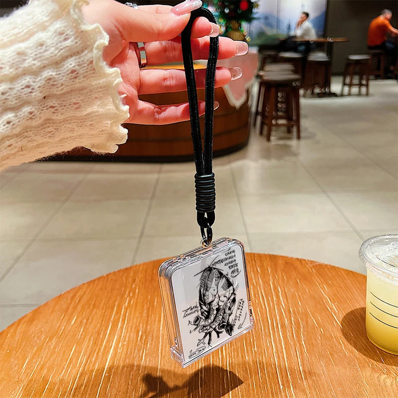 Wrist Strap Lanyard Phone Case For Samsung Galaxy Z Flip7 Flip6 Flip5 Flip4 Flip 7 FE 6 5 4 3 5G Airplane Pattern Folding Cover