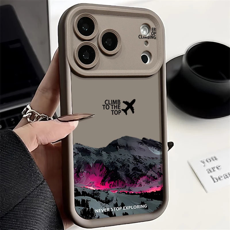 TPU Phone Case For iPhone 17 Pro 16e 15 16 Pro Max 14 16 Plus 13 12 Pro Max Air Airplane Snow Mountain Patterned Soft Back Cover