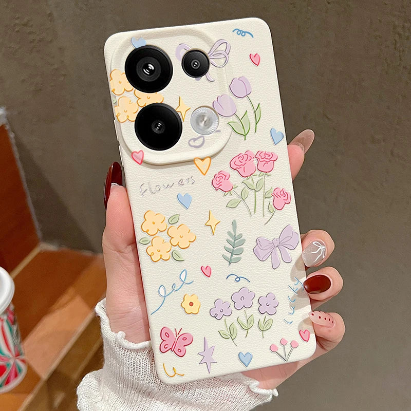 Case For Xiaomi Redmi Note 14 13 Pro Plus 12 Pro 5G Note 13 11S 13C 14 4G Cartoon Printed Leather Texture Soft TPU Phone Cover