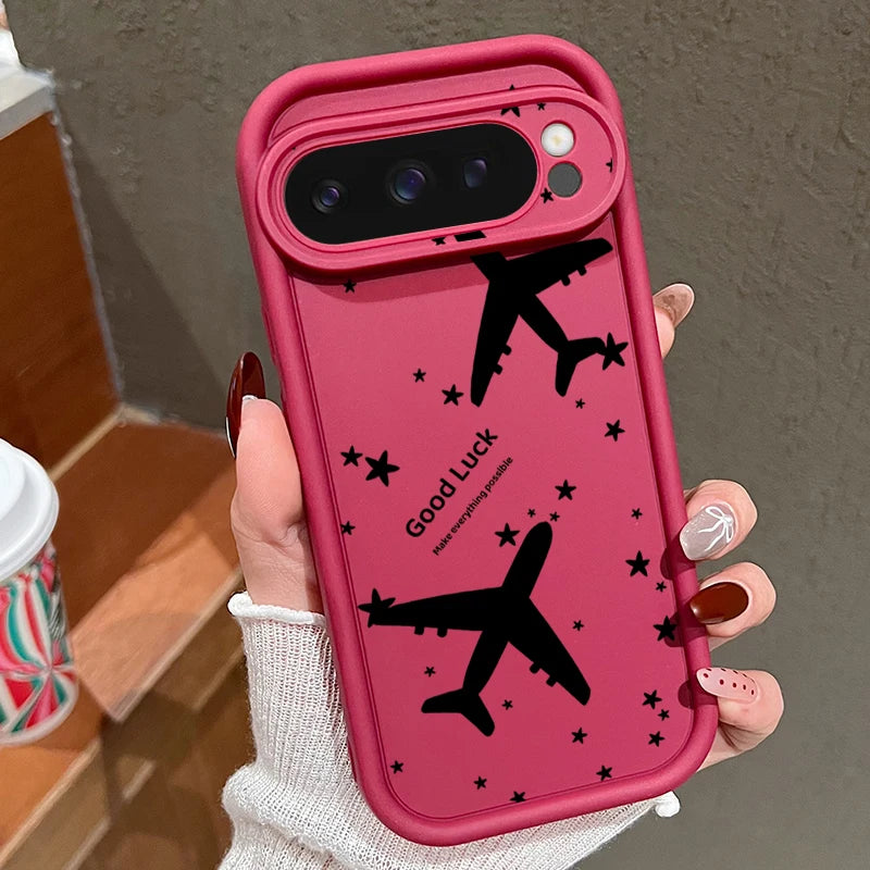 Airplane Printed TPU Case For Google Pixel 8 7 Pro Pixel 9 Pro XL Shockproof Soft Silicone Phone Cover For Google Pixel 7A 8A
