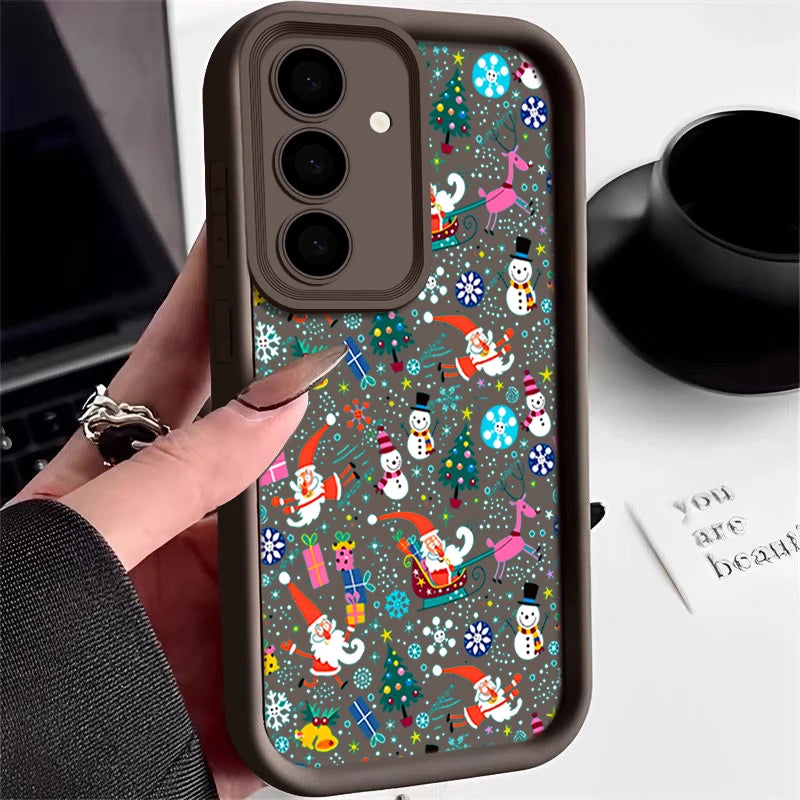 Christmas Snowman Print TPU Case For Samsung Galaxy A17 A56 A16 A55 A15 A25 A36 A26 5G S25 Edge S23 S24 Ultra S24 S25 FE Cover