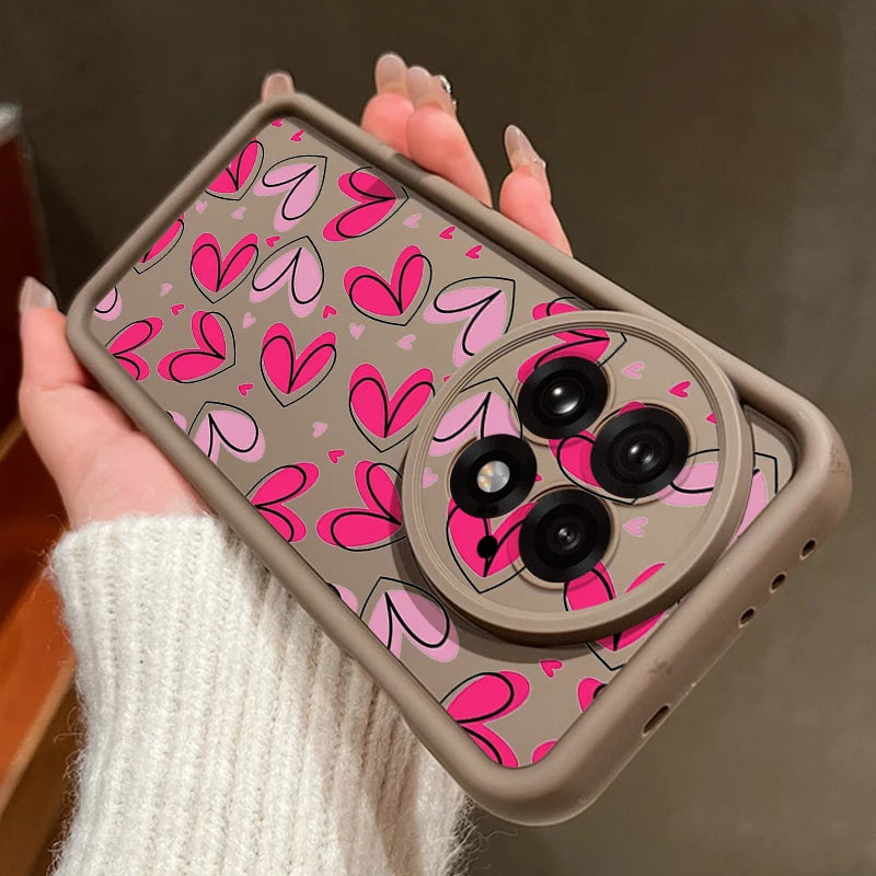 Soft TPU Phone Case For OnePlus 15 13 13T 12 15R 13R 12R 11R 5G Pink Love Hearts Printed Cover For OnePlus Nord 5 Ace 6 6T 5 3 2