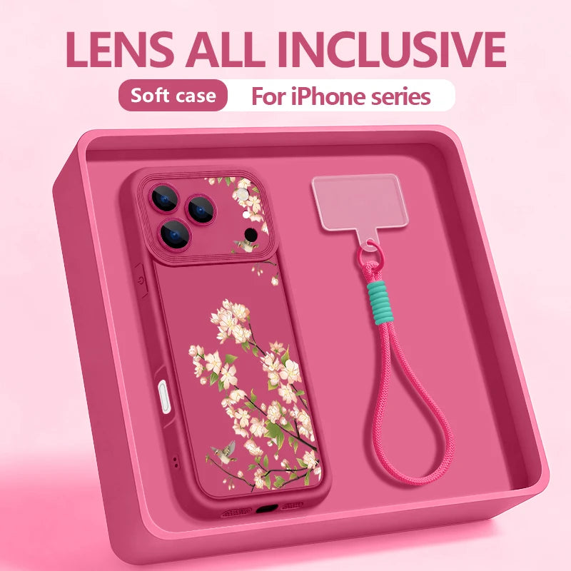 Wrist Strap Lanyard Phone Case For iPhone 17 Pro Max Air 16E 16 14 15 Pro 12 13 Pro Max 11 Tiny Hearts Pattern Soft TPU Cover