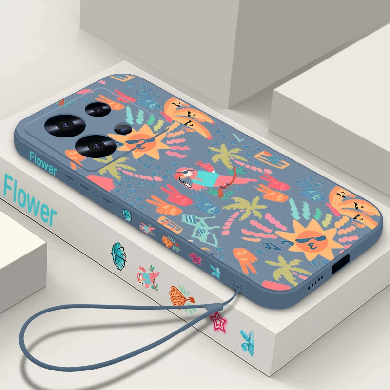 Abstract Art Paintings TPU Phone Case For Xiaomi 13T 14T Pro 11T Pro Wrist Lanyard Soft Silicone Back Cover For Mi 14T 13T Pro