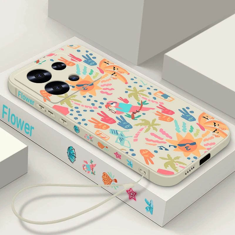 Abstract Art Paintings TPU Phone Case For Xiaomi 13T 14T Pro 11T Pro Wrist Lanyard Soft Silicone Back Cover For Mi 14T 13T Pro