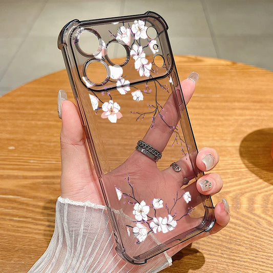 Litter Flowers Printed Phone Case For iPhone 17 Pro Max Air 16 15 Pro Max 14 13 12 Pro Max 11 Transparent Soft TPU Back Cover