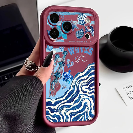 TPU Phone Case For iPhone 17 16e 15 16 Pro Max 14 16 Plus For iPhone Air 13 12 Pro Max Jellyfish Turtle Printed Soft Back Cover