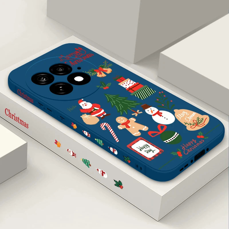 Merry Christmas Pattern Silicone Phone Case For OnePlus 13 12 13R 12R 11R 5G Shockproof Soft TPU Cover For OnePlus Ace 5 3 2