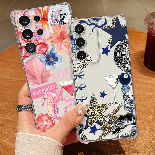 Clear Soft TPU Phone Case For Samsung Galaxy A17 A56 A16 A36 A55 A15 A25 A26 A54 5G Colorful Starfish Printed Drop-proof Cover