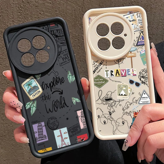 Soft Silicone Phone Case For OnePlus 15 13 13T 12 13R 12R 15R 5G Travel Map Printing TPU Cover For OnePlus Nord 5 Ace 6 6T 5 3 2