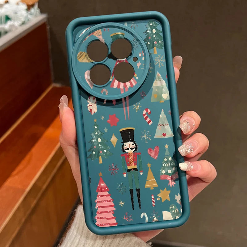 Soft TPU Phone Case For OnePlus 15 13 13T 12 13R 12R 11R 5G Christmas Tree Snowman Pattern Back Cover For OnePlus Nord 5 Ace 5 3