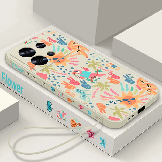 Abstract Art Paintings TPU Phone Case For Xiaomi 13T 14T Pro 11T Pro Wrist Lanyard Soft Silicone Back Cover For Mi 14T 13T Pro