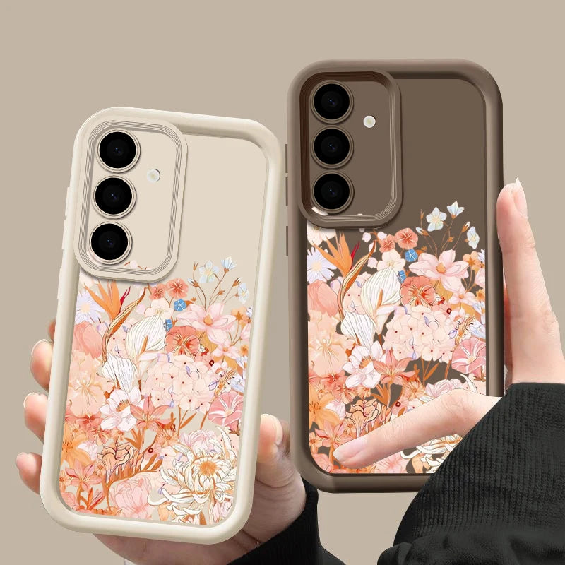 Soft TPU Phone Case For Samsung Galaxy A17 A56 A16 A36 A55 A15 A25 A26 A35 A54 A53 5G Pink Flowers Pattern Silicone Back Cover