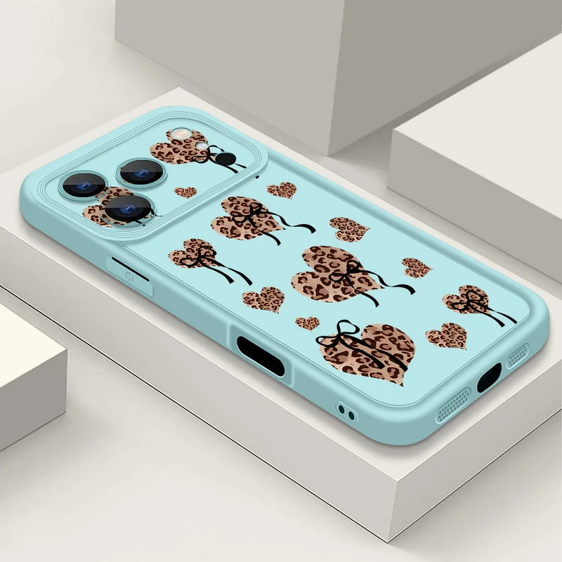 Soft TPU Phone Case For iPhone 17 Pro Air 16e 15 16 Pro Max 14 16 Plus 13 12 Pro Max Leopard Print Heart Pattern Silicone Cover