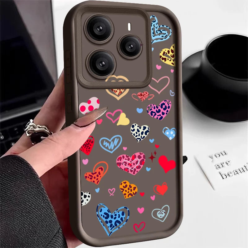 Colorful Love Heart Printed TPU Phone Case For Xiaomi 14T Pro For Xiaomi 13T 11T Pro Shockproof Soft Silicone Back Cover Fundas