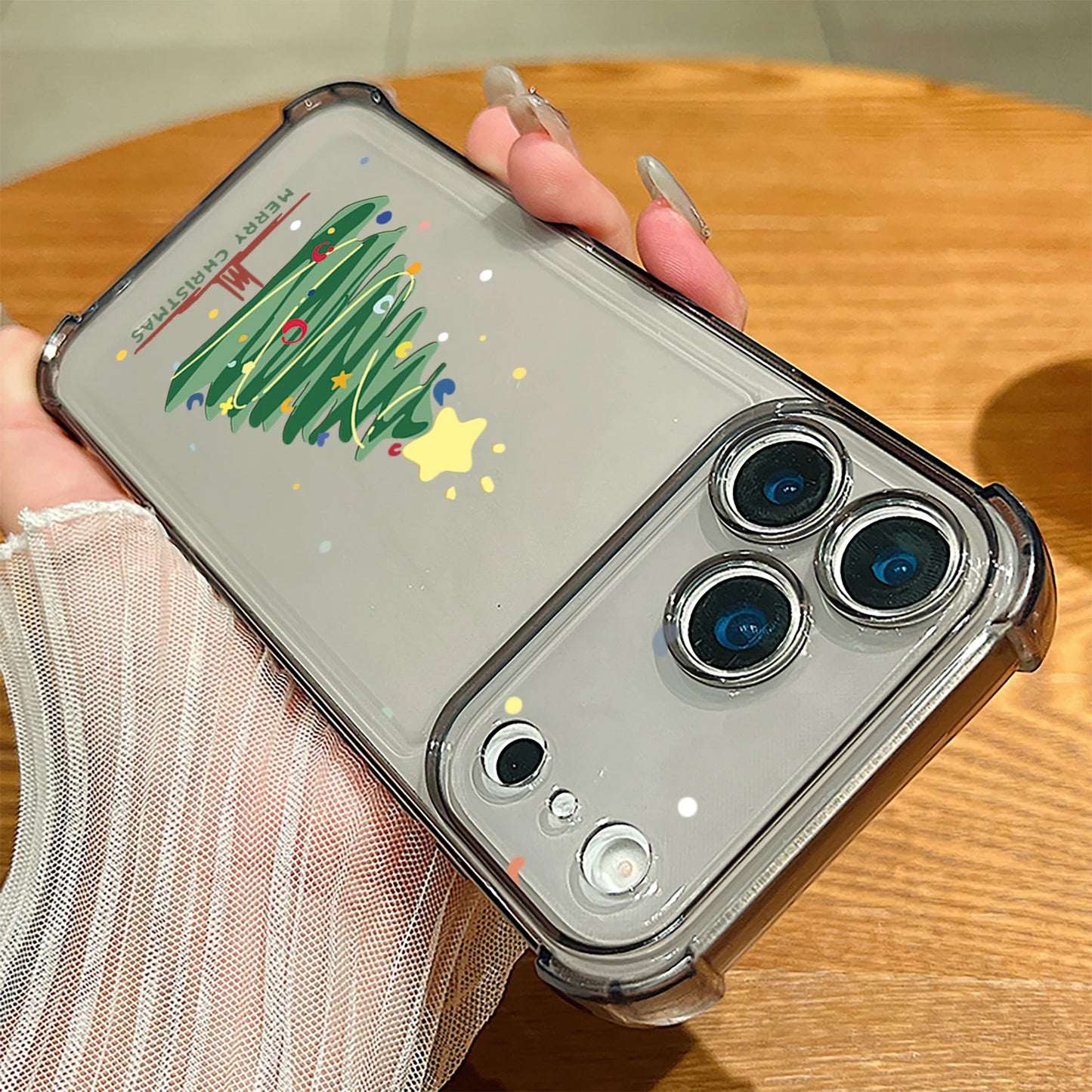 Clear Soft TPU Phone Case For iPhone 17 Pro Max Air 16 15 Pro Max 14 13 12 Pro Max 11 Christmas Tree Pattern Transparent Cover