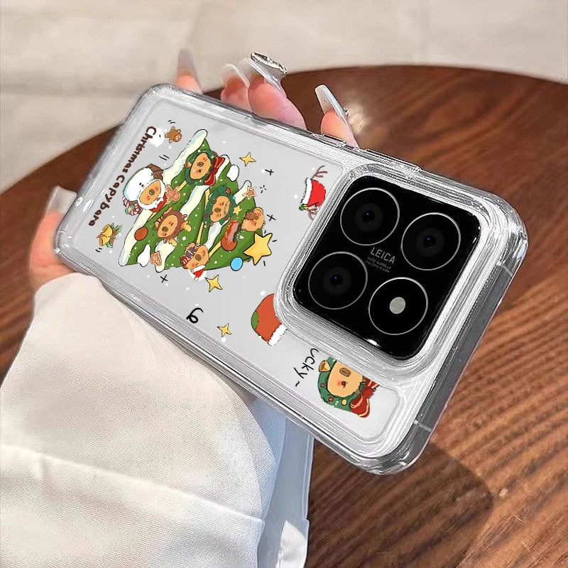 Soft TPU Phone Case For Xiaomi Redmi Note 14 13 Pro Plus 5G Note 11 12 13 14 Pro 13C 14C 4G Christmas Tree Print Clear Cover