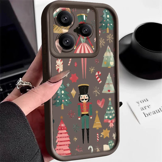 Christmas Tree Snowman Pattern Phone Case For Xiaomi Redmi Note 14 13 12 Pro 4G Note 13 14 Pro Plus 5G 13C 11 Pro Soft TPU Cover