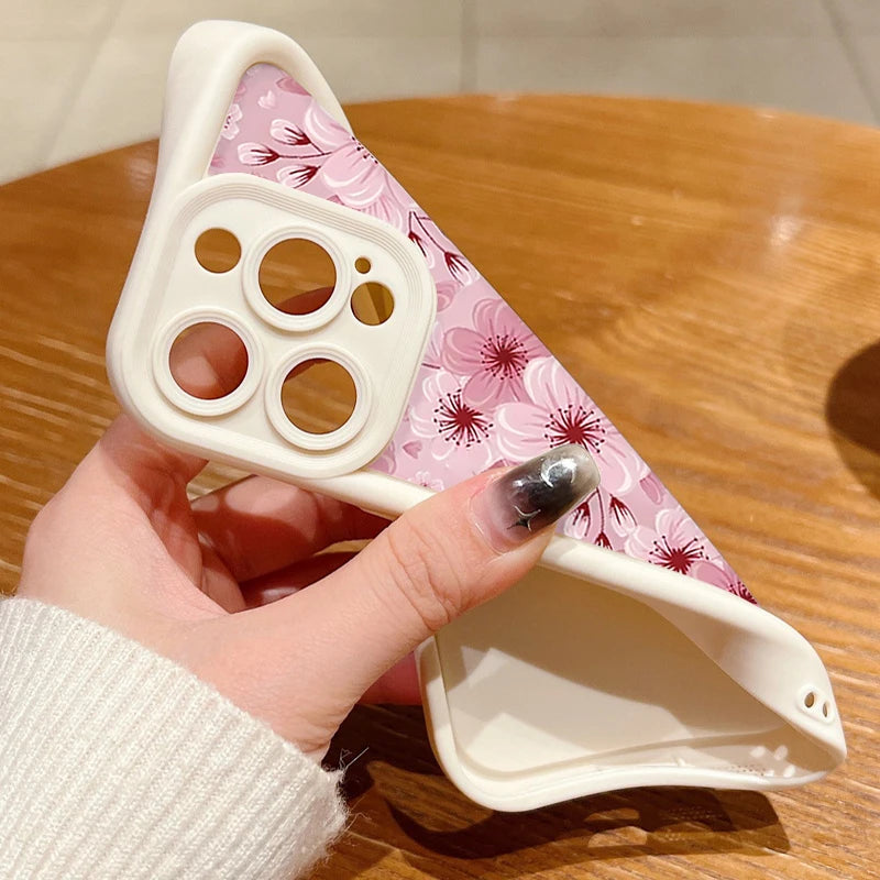 TPU Phone Case For iPhone 17 16e 15 16 Pro Max 14 16 Plus For iPhone Air 13 12 Pro Max Pink Peach Blossoms Pattern Soft Cover