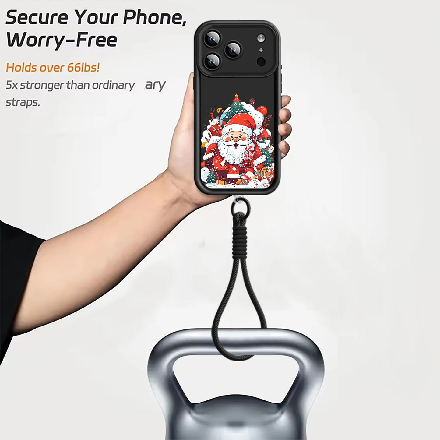 Soft TPU Lanyard Phone Case For iPhone 17 Pro Max Air 16E 16 14 15 Pro 12 13 Pro Max 11 Santa Claus Pattern Wrist Strap Cover