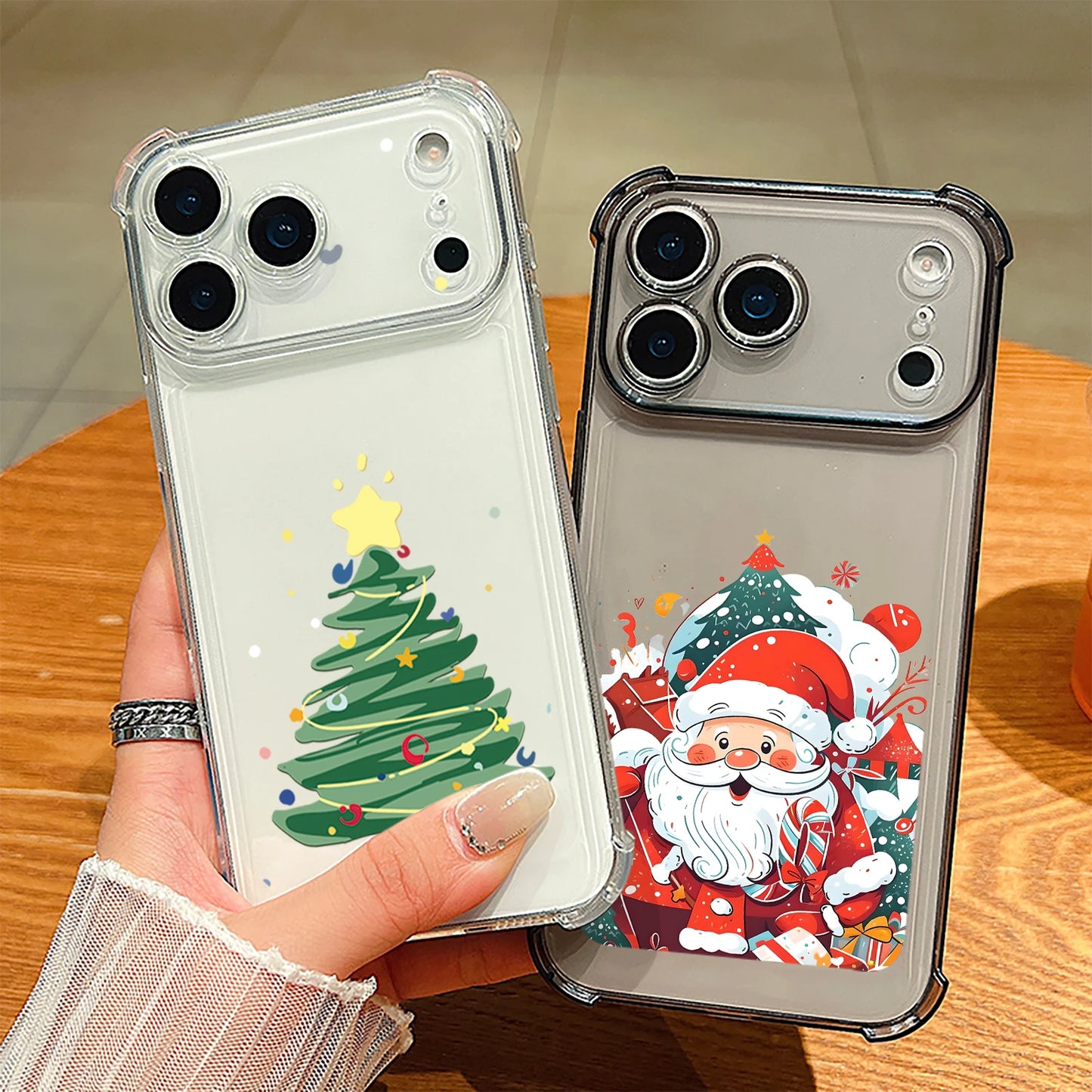 Clear Soft TPU Phone Case For iPhone 17 Pro Max Air 16 15 Pro Max 14 13 12 Pro Max 11 Christmas Tree Pattern Transparent Cover