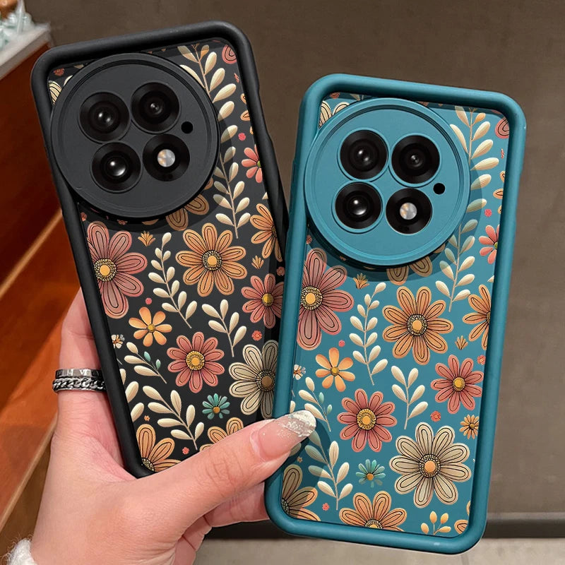Cartoon Flowers Printing Phone Case For OnePlus 15 13 13T 12 Nord 5 13R 12R 11R 5G Soft Silicone TPU Cover For OnePlus Ace 5 3