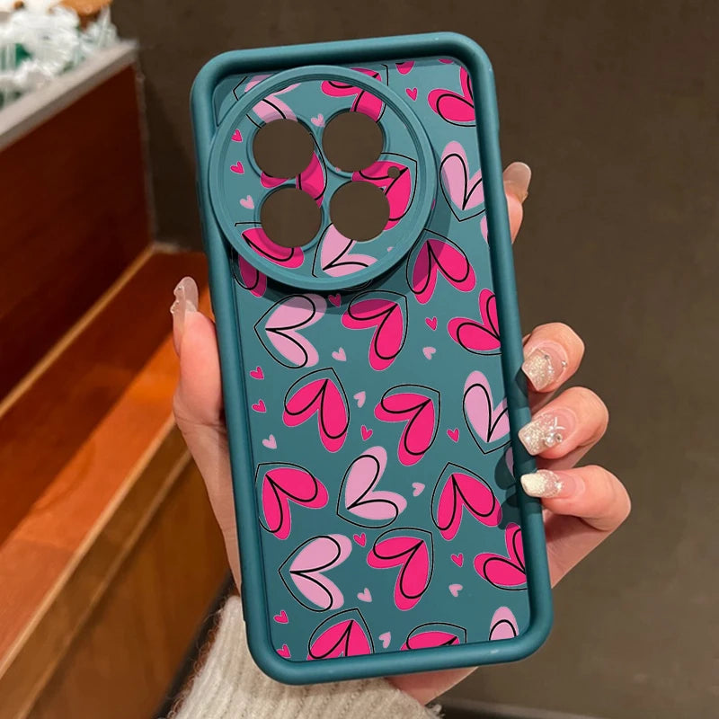 Soft TPU Phone Case For OnePlus 15 13 13T 12 15R 13R 12R 11R 5G Pink Love Hearts Printed Cover For OnePlus Nord 5 Ace 6 6T 5 3 2