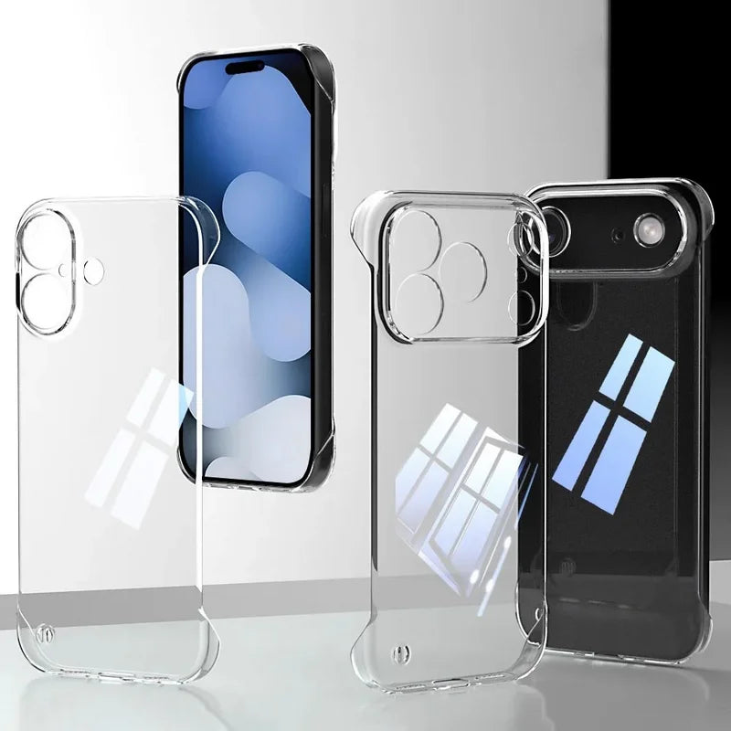 High Transparent Frameless Hard PC Case For iPhone 17 Pro Air 16e 15 14 13 12 16 Pro Max 11 Ultra Thin Crystal Clear Phone Cover