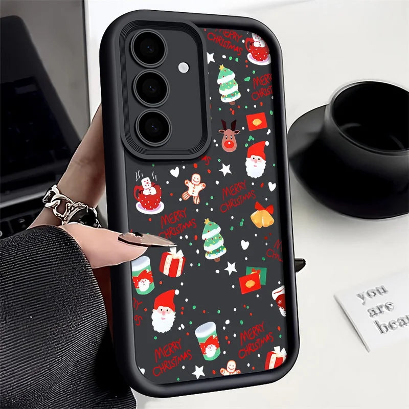 Christmas Pattern TPU Case For Samsung Galaxy A17 A56 A16 A55 A15 a36 A25 A26 5G S25 Edge S23 S24 Ultra S24 S25 FE Phone Cover