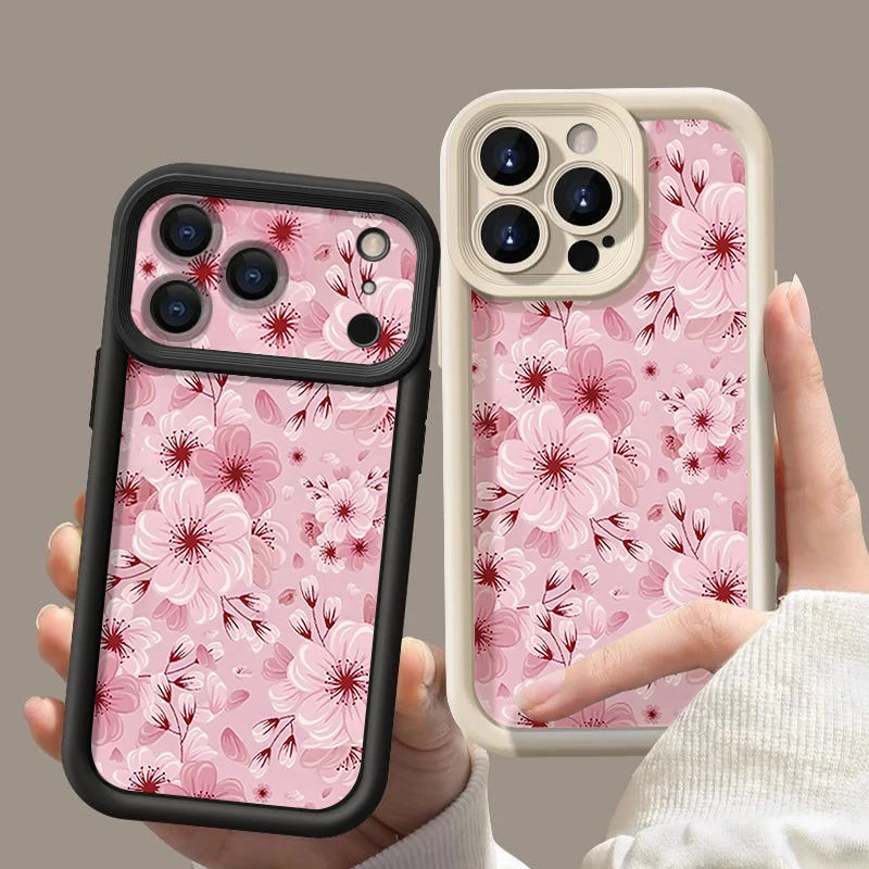 TPU Phone Case For iPhone 17 16e 15 16 Pro Max 14 16 Plus For iPhone Air 13 12 Pro Max Pink Peach Blossoms Pattern Soft Cover