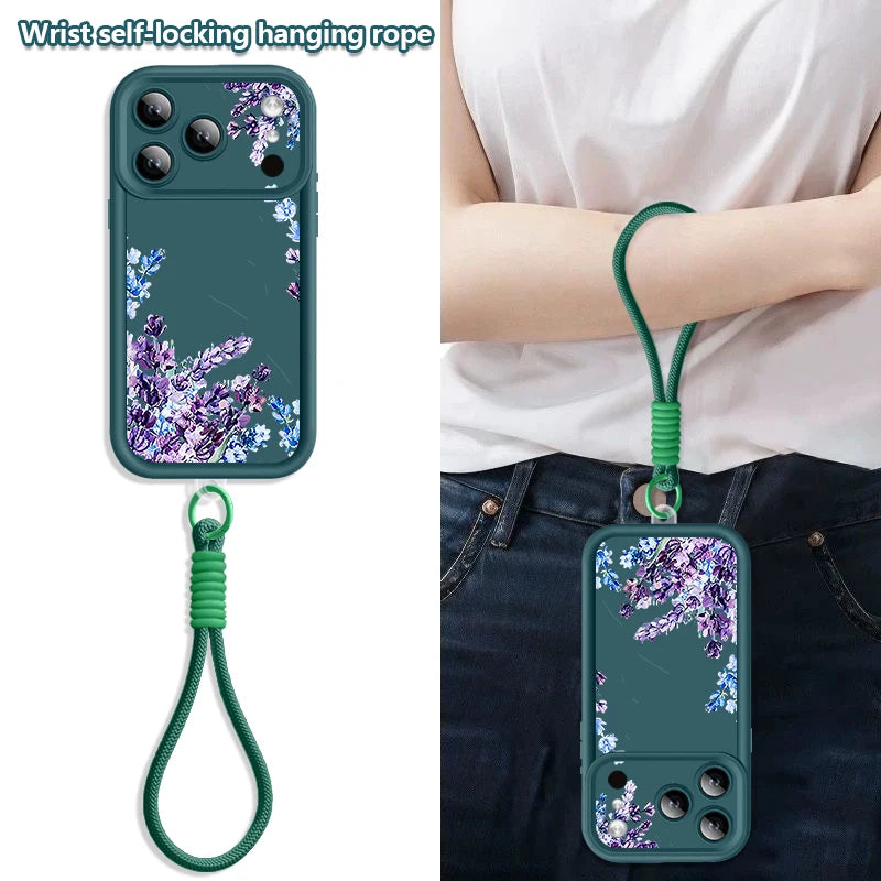 Wrist Strap Lanyard Phone Case For iPhone 17 Pro Max Air 16E 16 14 15 Pro 12 13 Pro Max 11 Tiny Hearts Pattern Soft TPU Cover