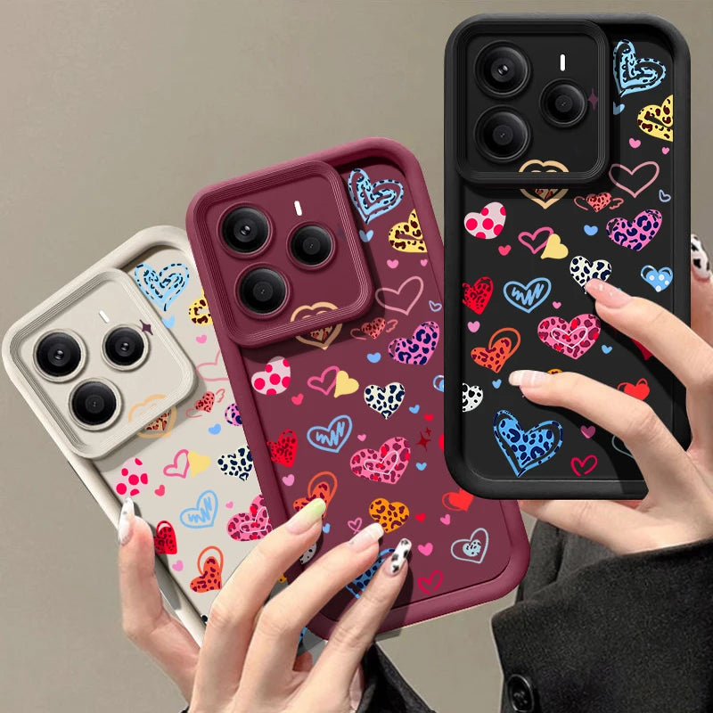 Colorful Love Heart Printed TPU Phone Case For Xiaomi 14T Pro For Xiaomi 13T 11T Pro Shockproof Soft Silicone Back Cover Fundas