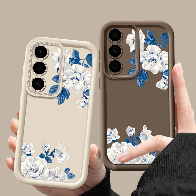 White Flower Pattern TPU Phone Case For Samsung Galaxy A17 A56 A16 A36 A55 A15 A25 A26 A35 A54 A53 5G Soft Silicone Back Cover