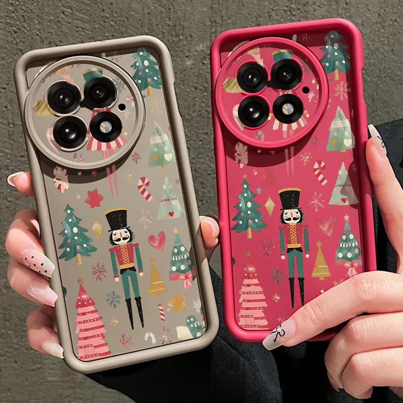 Soft TPU Phone Case For OnePlus 15 13 13T 12 13R 12R 11R 5G Christmas Tree Snowman Pattern Back Cover For OnePlus Nord 5 Ace 5 3