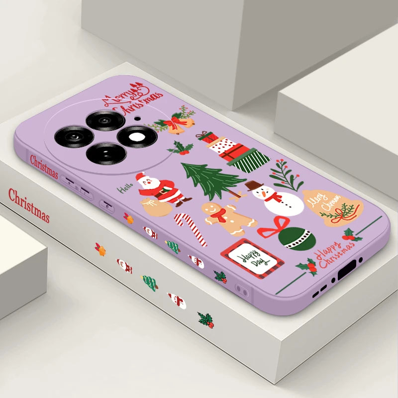 Merry Christmas Pattern Silicone Phone Case For OnePlus 13 12 13R 12R 11R 5G Shockproof Soft TPU Cover For OnePlus Ace 5 3 2