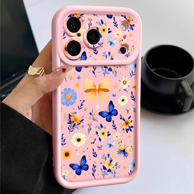 Blue Butterfly Pattern TPU Phone Case For iPhone 17 Pro Air 16e 15 16 Pro Max 14 16 Plus 13 12 Pro Max Soft Silicone Back Cover